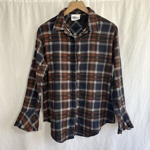 The Morgan Factory Repurposed Flannel Mixed Print Boho Button Shirt Womens O/S